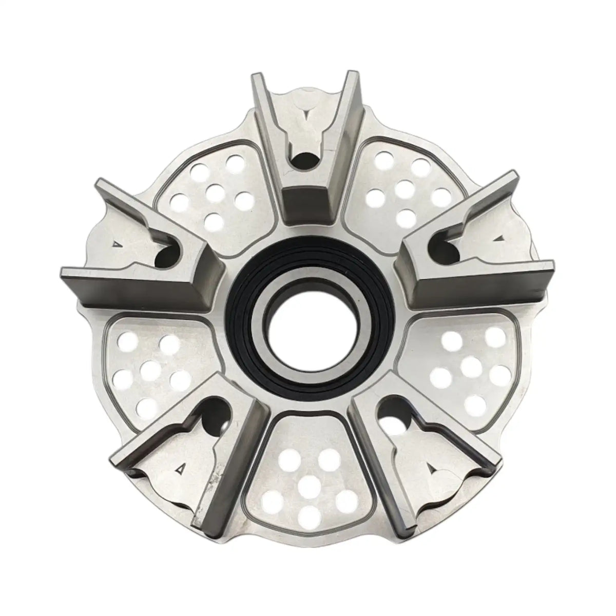 Sprocket Carrier by Dilone (new version, lighter) for Aprilia RS 660 Tuono 660 Tuareg 660 in Ergal Aluminium Billet Silver