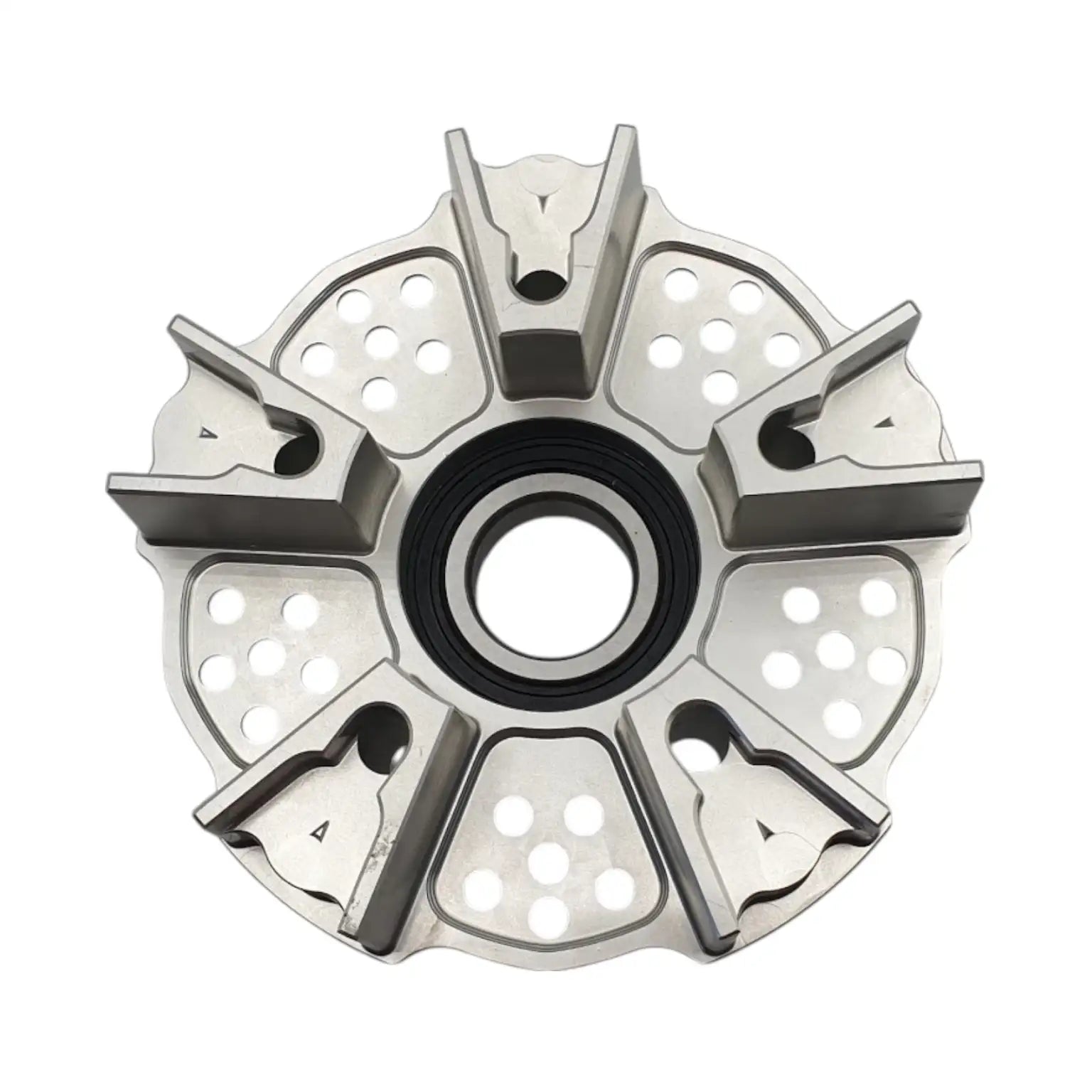 Sprocket Carrier by Dilone (new version, lighter) for Aprilia RS 660 Tuono 660 Tuareg 660 in Ergal Aluminium Billet Silver
