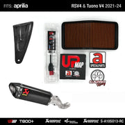 Bundle: Akrapovic Slip-On for Aprilia RS V4 Tuono V4 + Carbon Bracket RS V4 Tuono V4 + UpMap RS V4 Tuono V4 2021 onwards + Sprint Filter PM147S