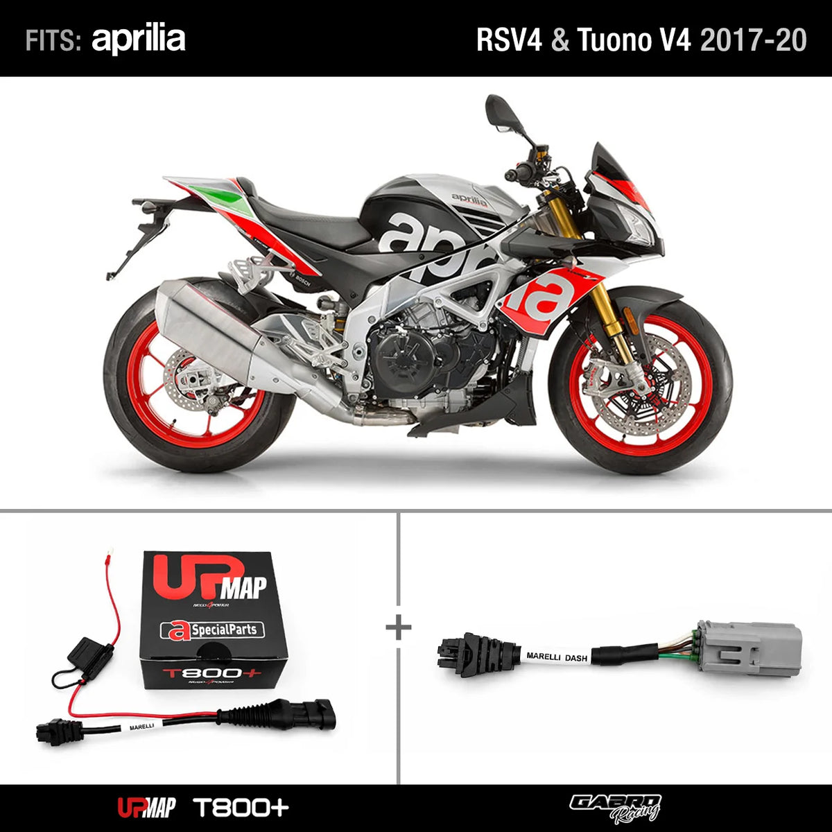 Bundle Dash Diagnostic Cable by GRT + UpMap T800+ for Aprilia RS V4 Tuono V4 2017-2020