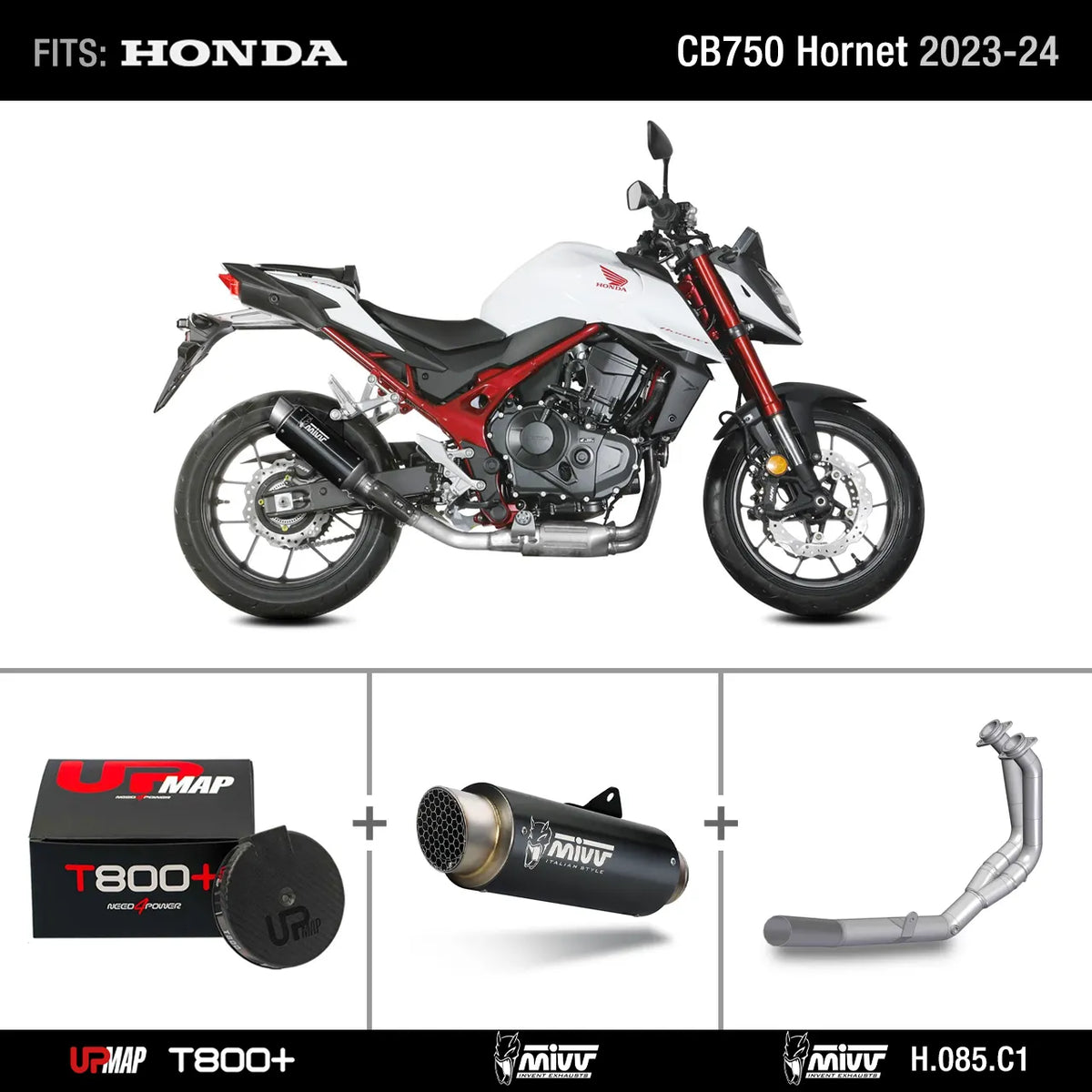 Bundle for Honda CB750 Hornet 2023-2024: NO-KAT pipe + slip-on GP PRO Black