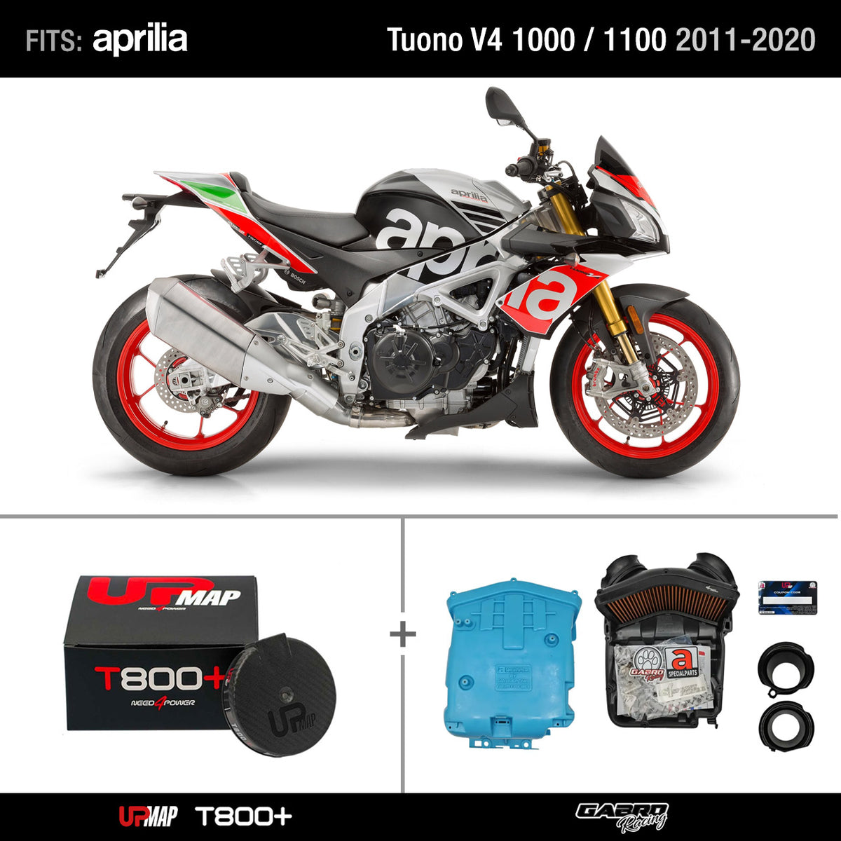 Bundle: Airbox Stage 3 Kit for Aprilia Tuono V4 1000 and 1100 2011-2020 + UpMap