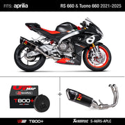 Bundle: Akrapovic Full Exhaust for Aprilia RS 660 Tuono 660 S-A6R5-APLC (ex S-A6R3-APLC) + UpMap RS 660 Tuono 660