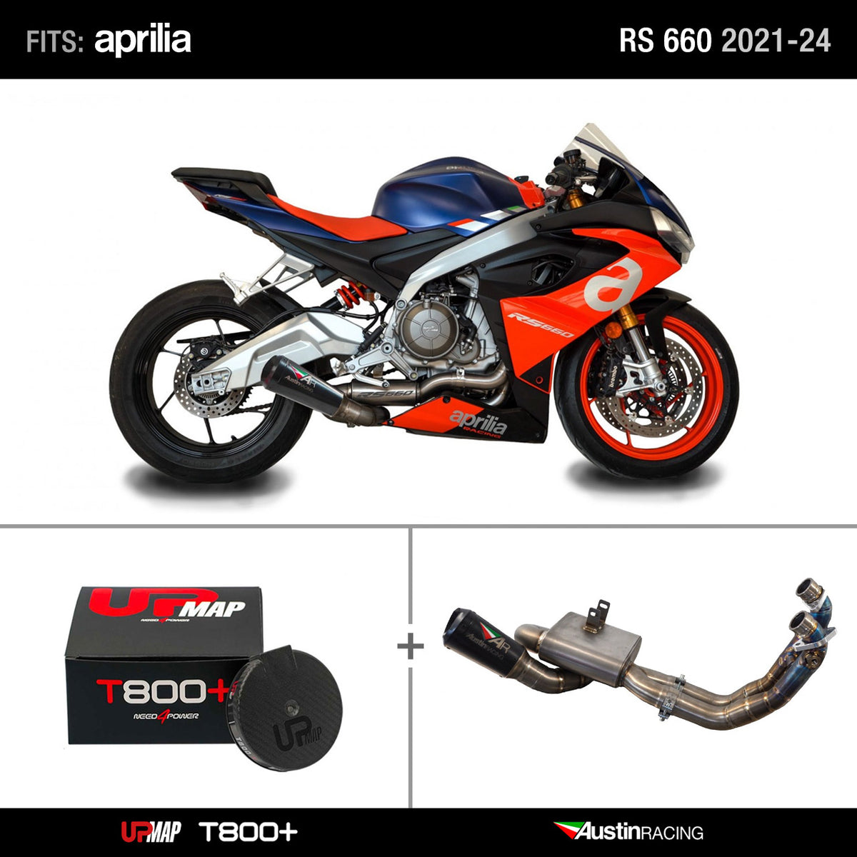 Bundle Aprilia RS 660 2021-2024: Austin Racing with Headers (Titanium) + UpMap
