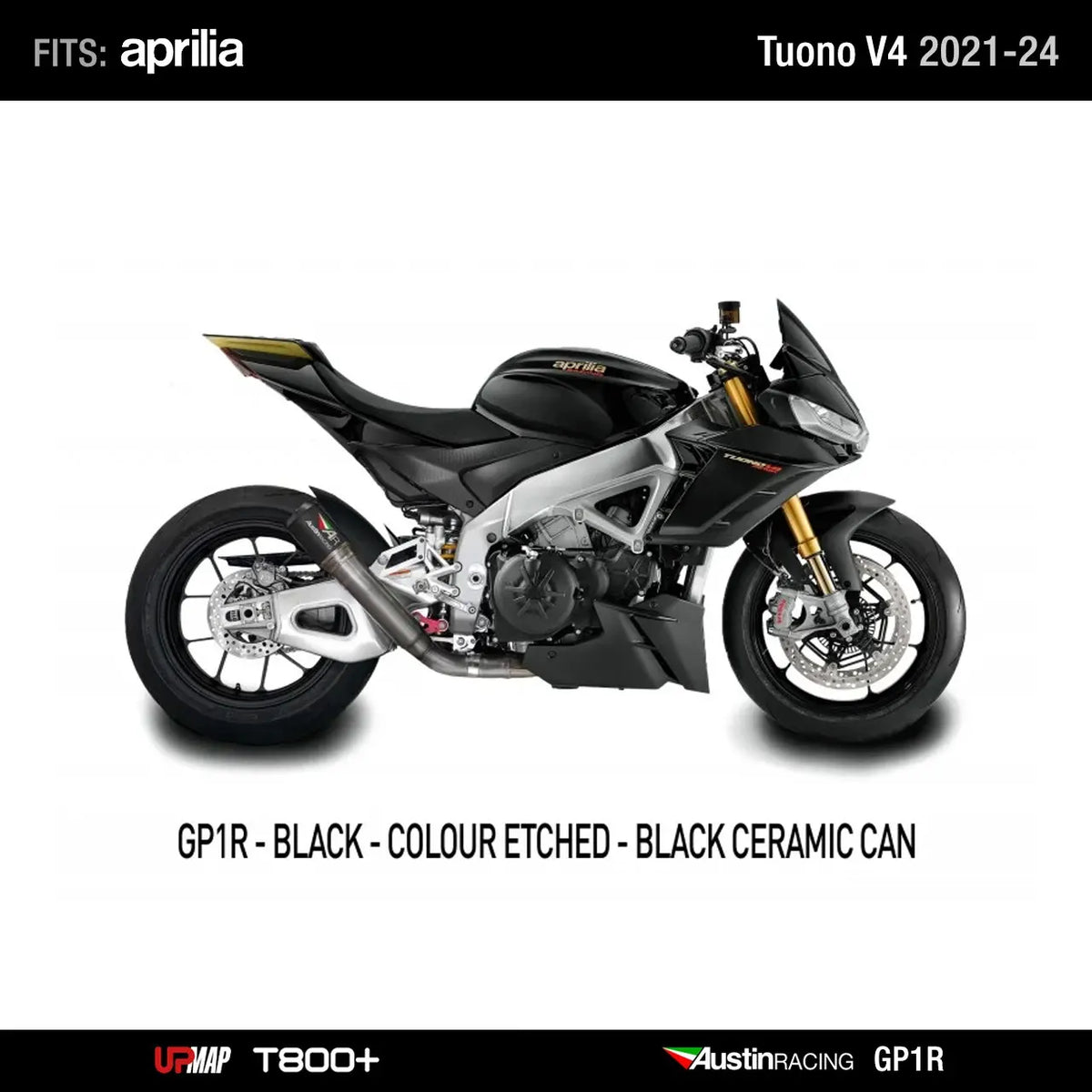 Bundle Aprilia Tuono V4: Austin Racing 2021-2024 Tuono V4 De-Cat Race GP1R + UpMap