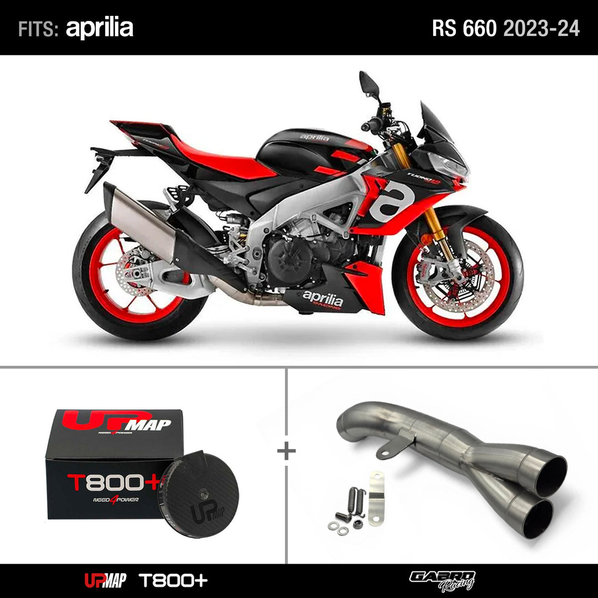 Bundle Aprilia Extrema RS660 2023-2024 De-Kat Mid-Pipe + UpMap T800+