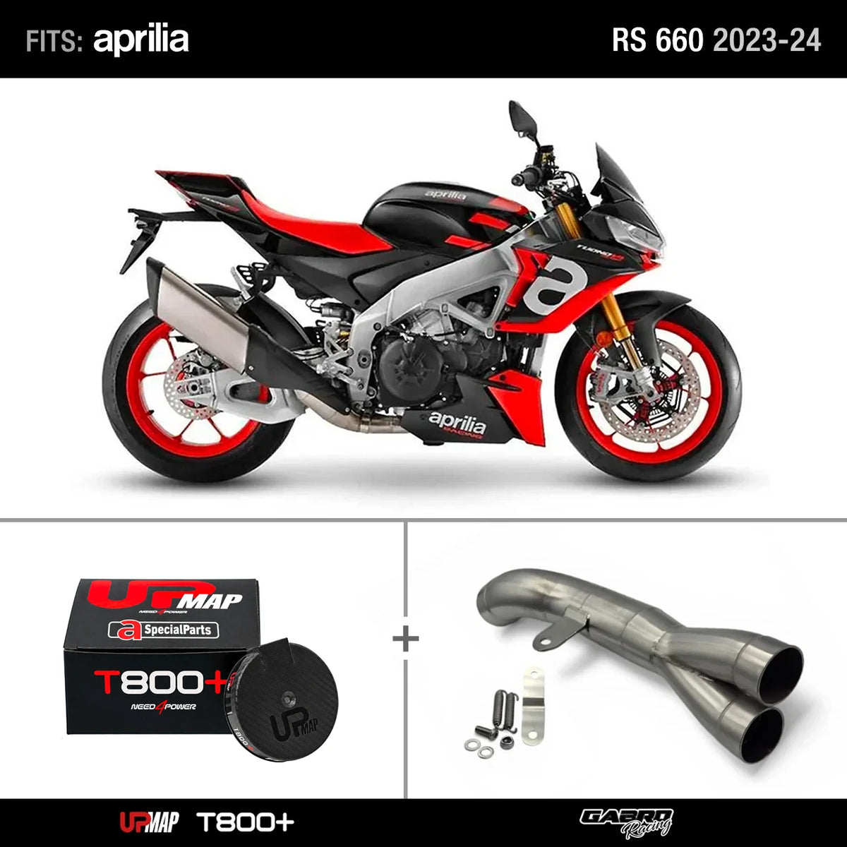 Bundle Aprilia Extrema RS660 2023-2024 De-Kat Mid-Pipe + UpMap T800+