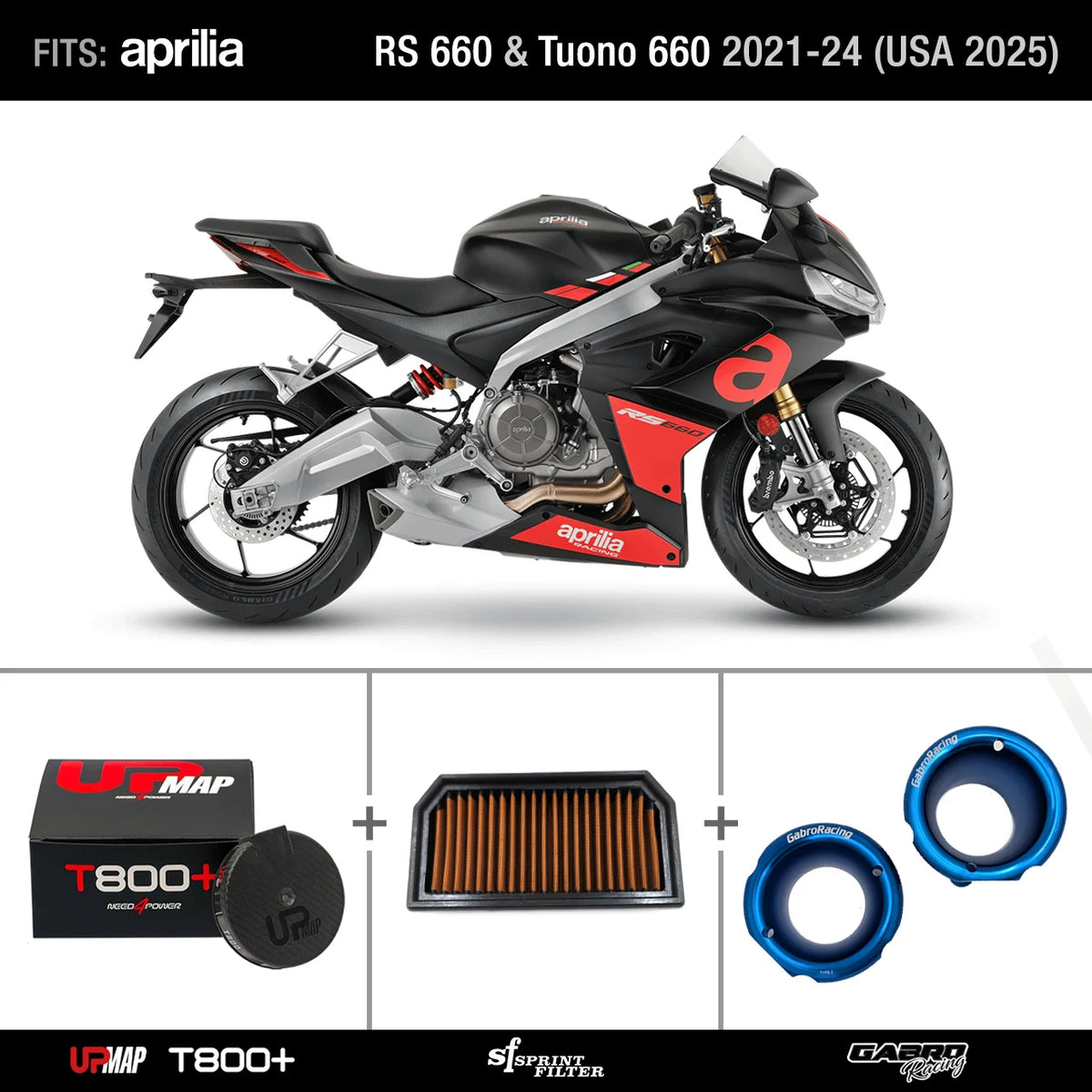 Bundle: UpMap + Velocity Stacks Aprilia RS 660 Tuono 660 + Sprint Filter PM176S