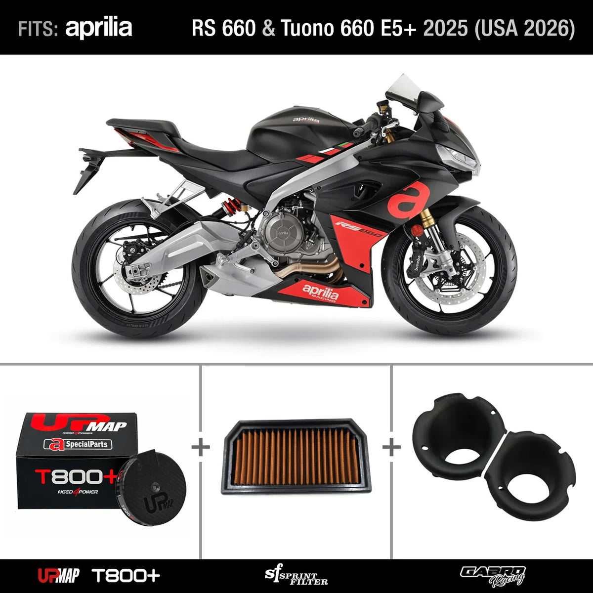 Bundle RS Tuono 660 E5+ 2025 (USA 2026): UpMap + Sprint Filter PM176S + GRT Stacks