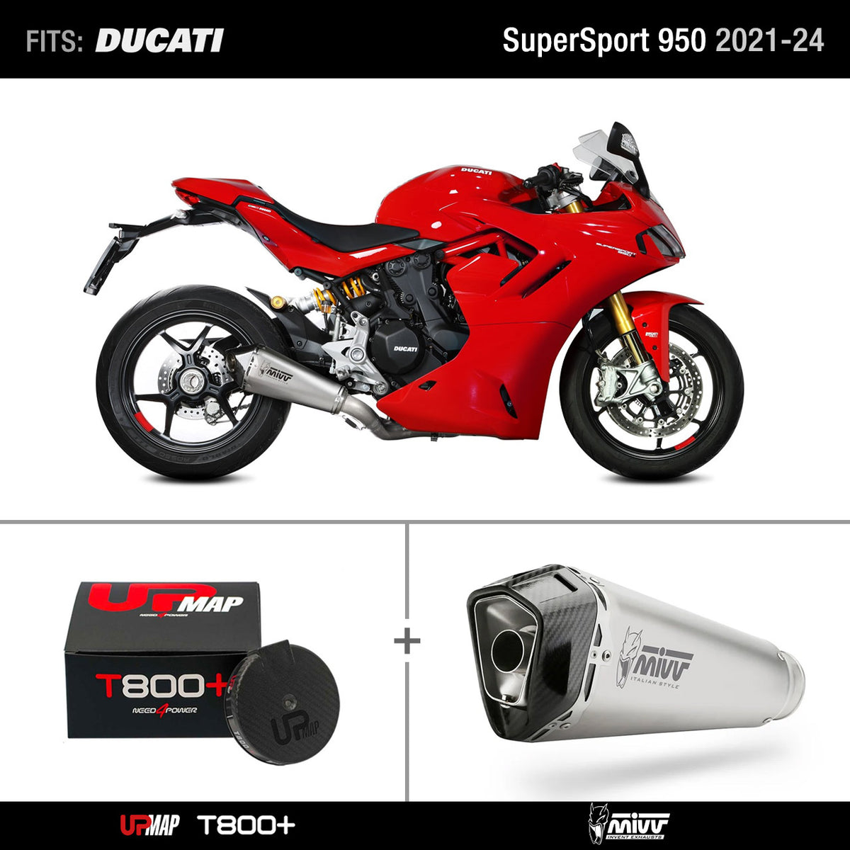 Bundle Ducati SuperSport 950 2021-2024: Mivv Delta Race D.054.LDRB + UpMap