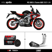 Bundle: Full Exhaust Mivv Delta Race Black Aprilia RS 660 Tuono 660 + UpMap