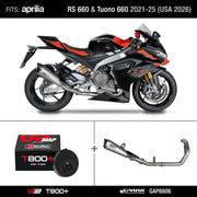 Bundle Spark Titanium Full Exhaust GAP8806 for Aprilia RS 660 Tuono 660 (Konix Evo) 2021-2025 (USA 2026) + UpMap