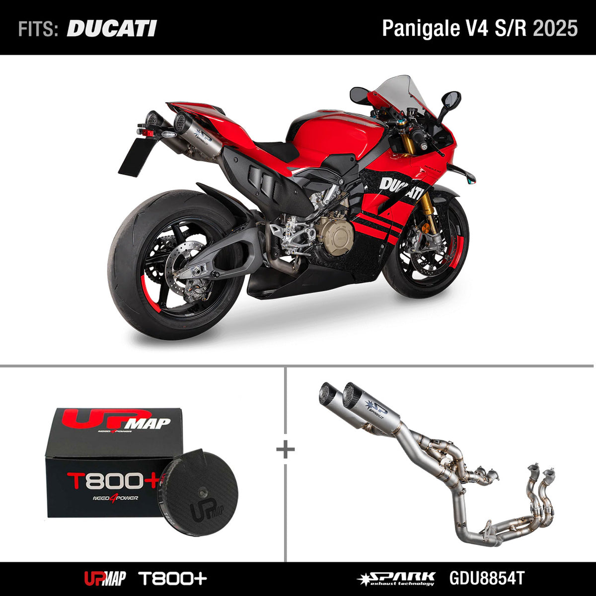 Bundle Ducati Panigale V4/S/R 2025: Spark GDU8854T Titanium Collector + UpMap