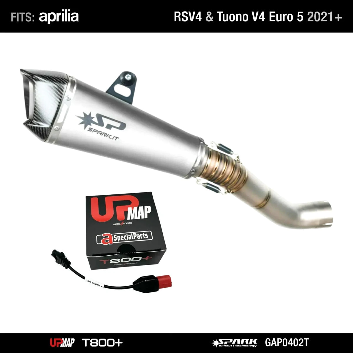 Bundle: Spark Slip-On GAP0402T for Aprilia RS Tuono V4 + UpMap Euro 5 2021 Onwards