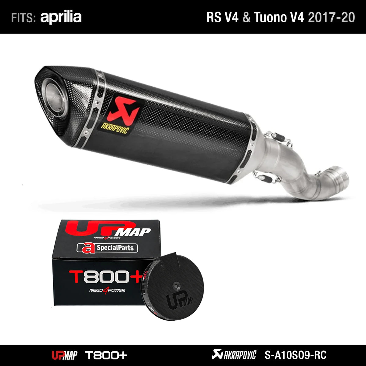 Bundle: Slip-On Akrapovic Aprilia Rsv4 Tuono V4 2017-2020 S-A10SO9-RC + UpMap