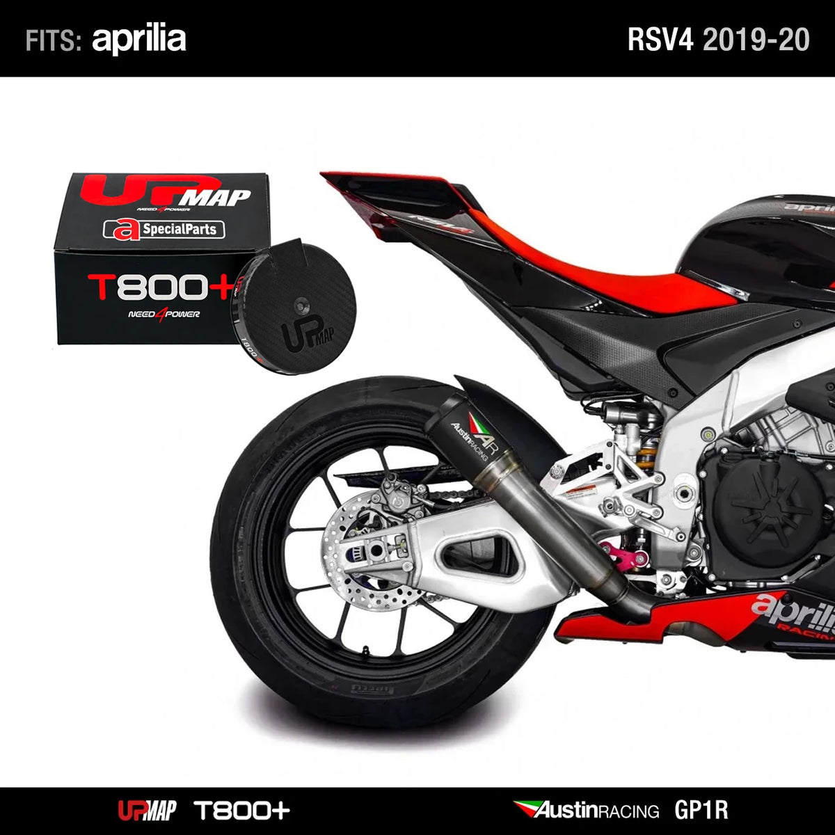 Bundle Aprilia RS V4 2019-2020: Austin Racing GP1R De-Cat RACE TITANIUM + UpMap