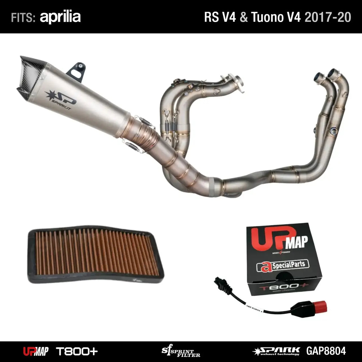 Bundle Aprilia RS V4 Tuono V4 2017-2020: Spark Konix Full GAP8804 + UpMap + Sprint Filter