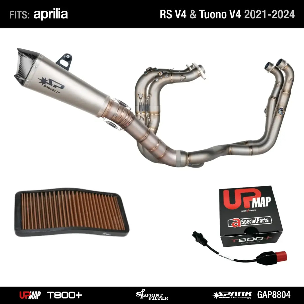 Bundle Aprilia RS V4 Tuono V4 2021-2024: Spark Konix Full GAP8804 + UpMap + Sprint Filter