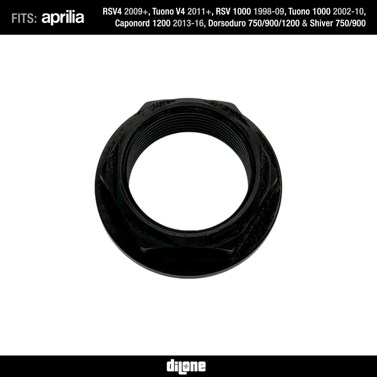 Front Wheel Nut (Black) Anodized Ergal 7075 For RSV2/V4, Tuono V2/V4, Dorsoduro & Caponord