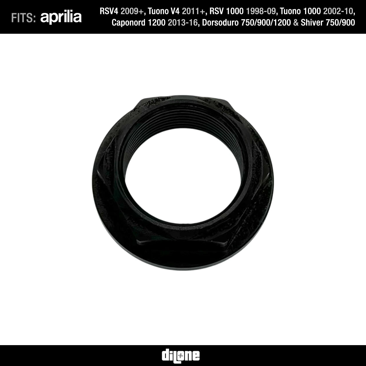 Front Wheel Nut (Black) Anodized Ergal 7075 For RSV2/V4, Tuono V2/V4, Dorsoduro & Caponord