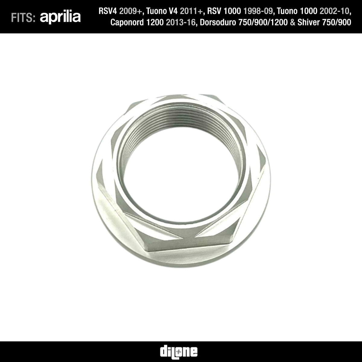 Front Wheel Nut (Silver) Anodized Ergal 7075 For RSV2/V4, Tuono V2/V4, Dorsoduro & Caponord By Dilone