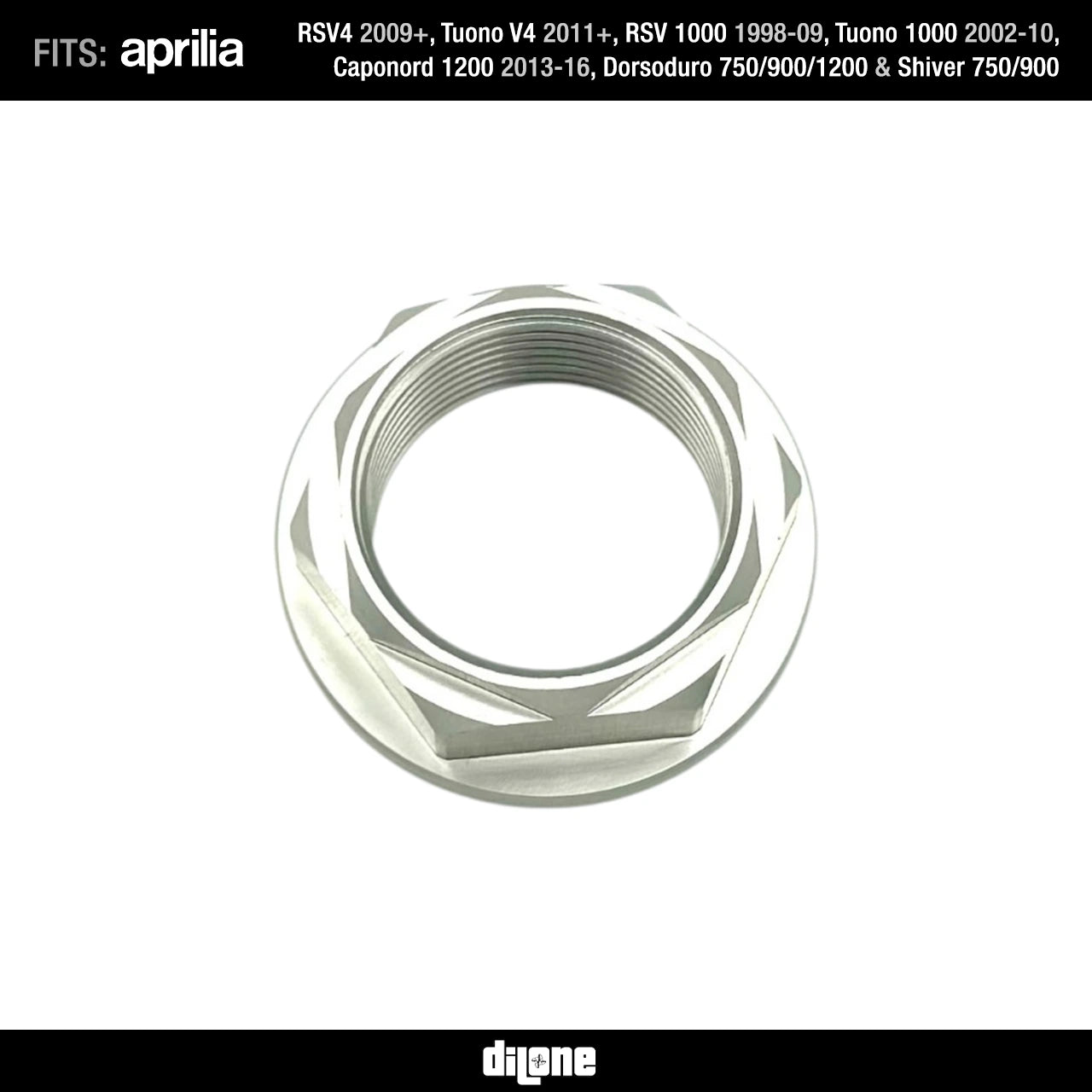 Front Wheel Nut (Silver) Anodized Ergal 7075 For RSV2/V4, Tuono V2/V4, Dorsoduro & Caponord By Dilone