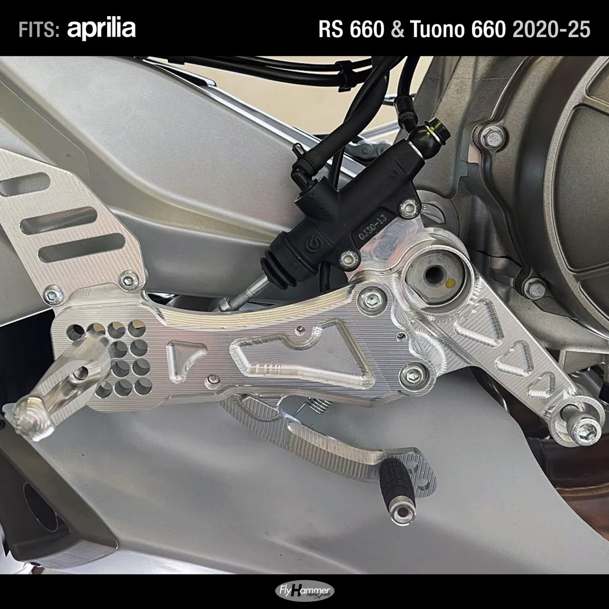 FlyHammer Rearset for Aprilia RS 660 Tuono 660 Silver