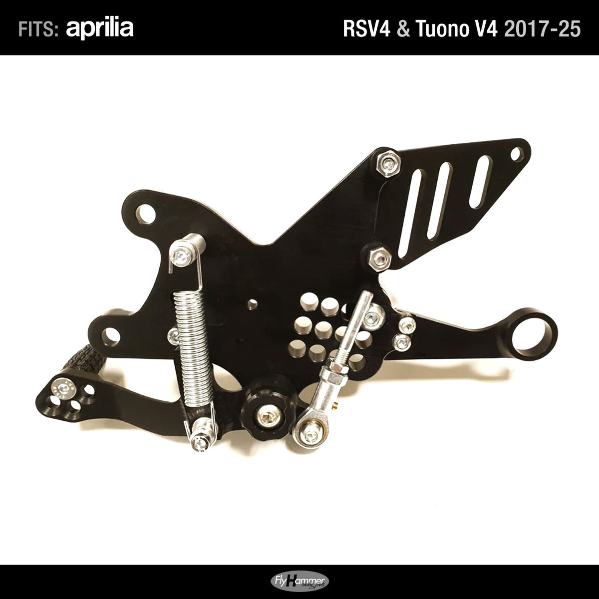 FlyHammer Rearset for Aprilia RS V4 Tuono V4 2017-2025 Black