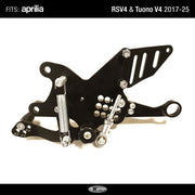 FlyHammer Rearset for Aprilia RS V4 Tuono V4 2017-2025 Black