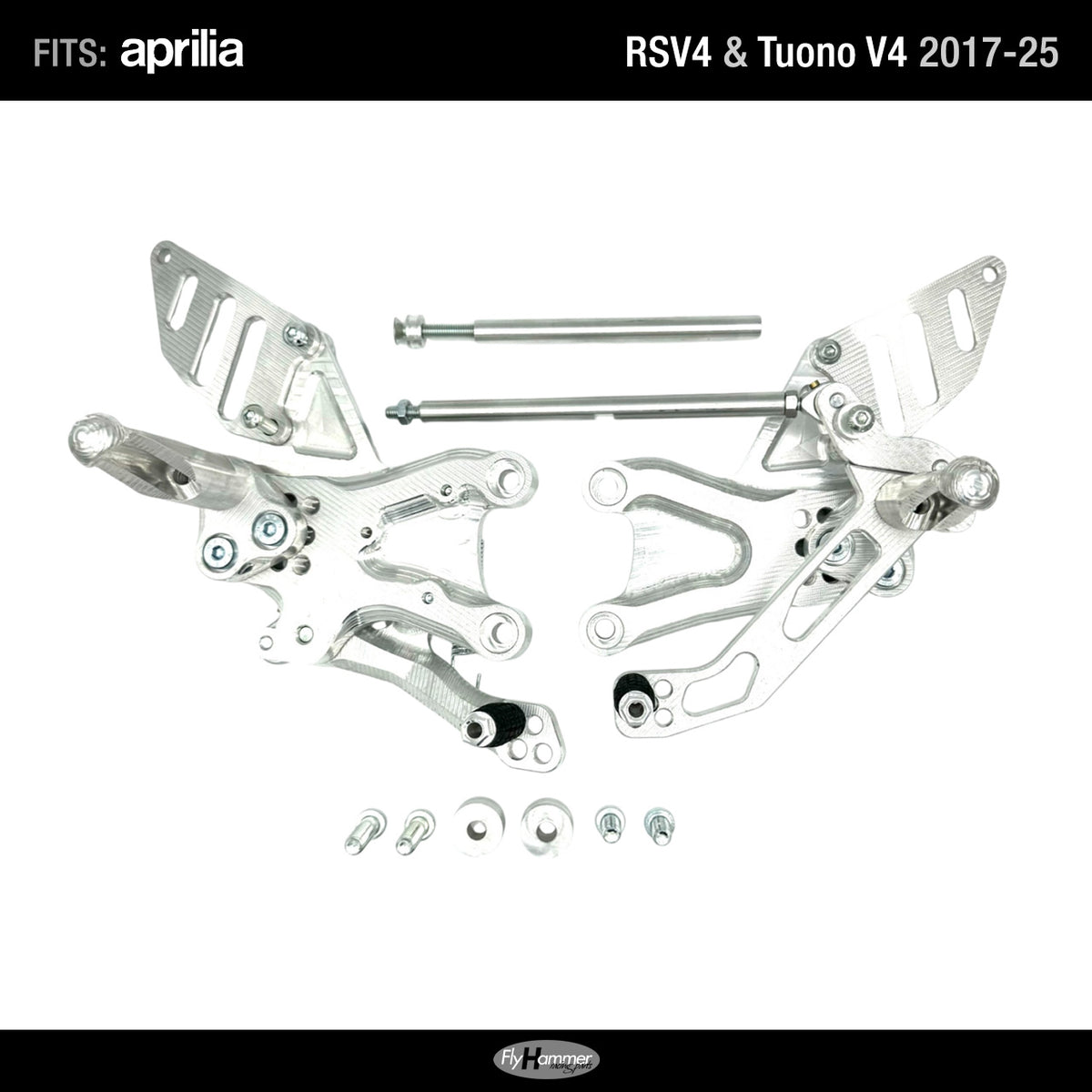 FlyHammer Rearset for Aprilia RS V4 Tuono V4 2017-2025 Silver
