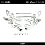 FlyHammer Rearset for Aprilia RS V4 Tuono V4 2017-2025 Silver