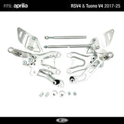FlyHammer Rearset for Aprilia RS V4 Tuono V4 2017-2025 Silver
