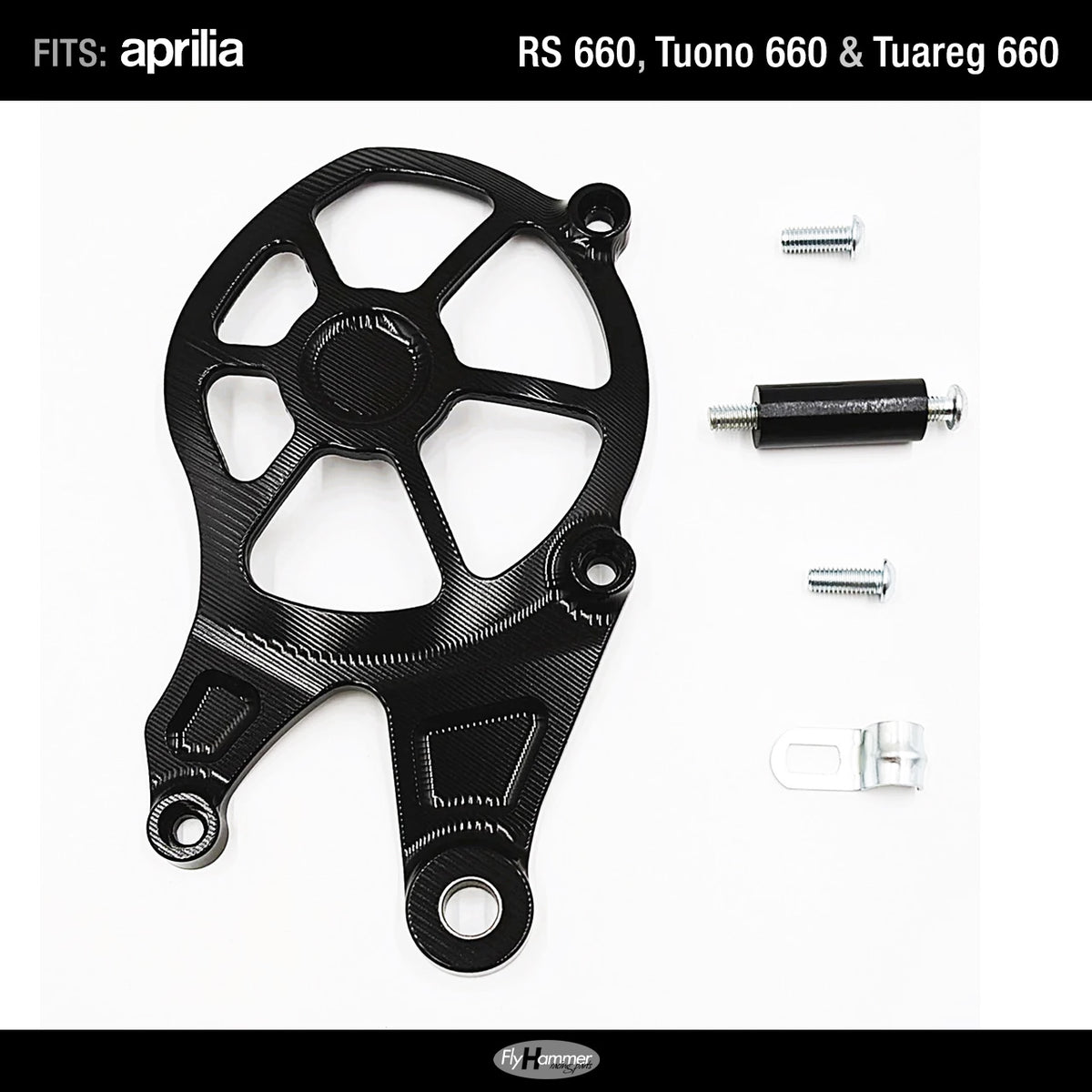 FlyHammer Sprocket Cover for Aprilia RS 660 Tuono 660 Tuareg 660 Black