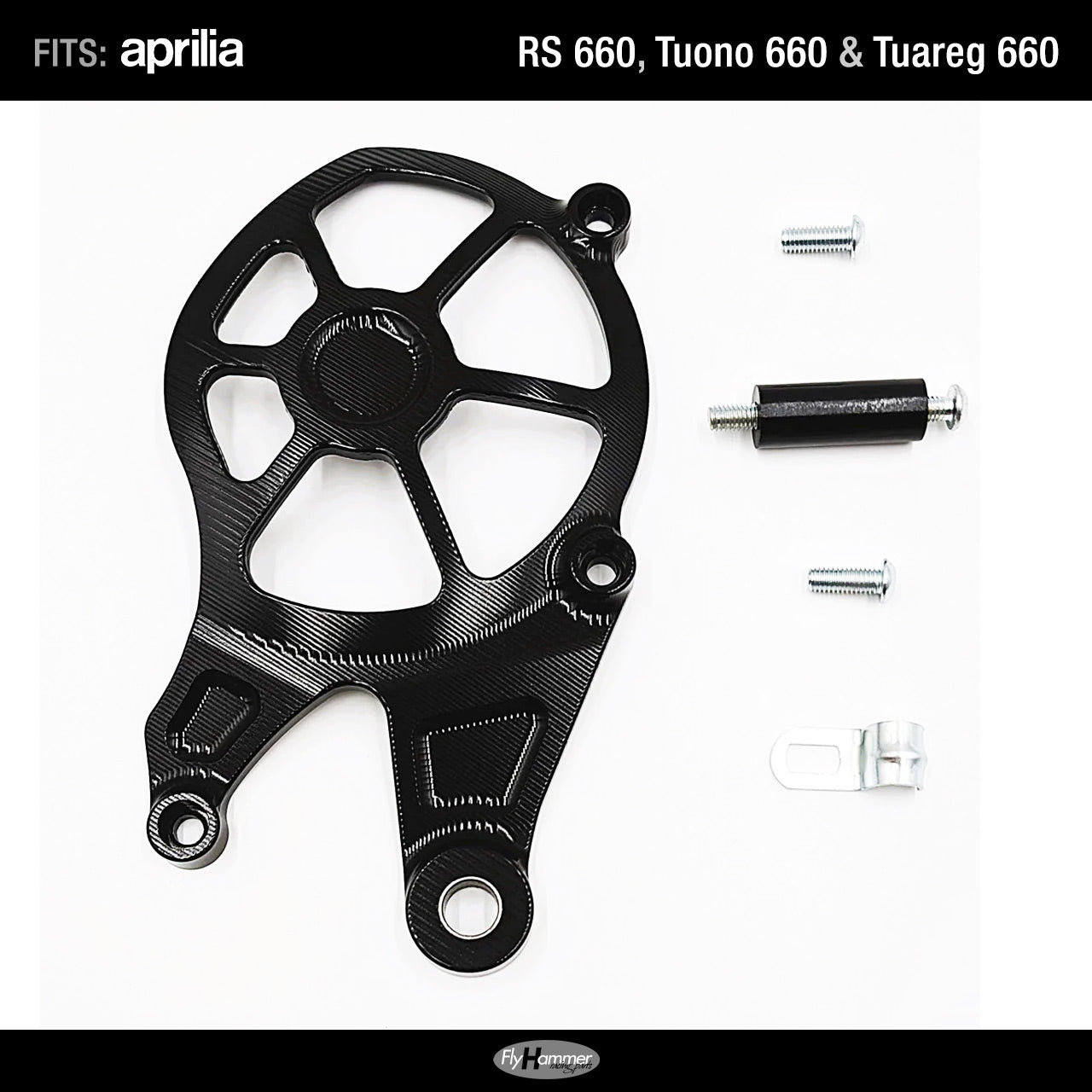 FlyHammer Sprocket Cover for Aprilia RS 660 Tuono 660 Tuareg 660 Black