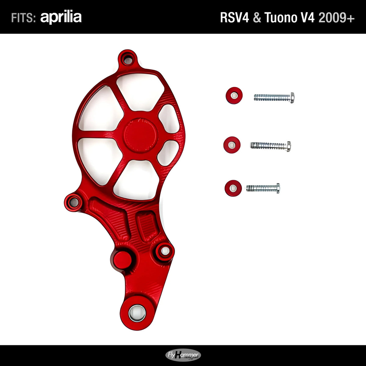 FlyHammer Sprocket Cover for Aprilia RS V4 Tuono V4 2009 onwards Red