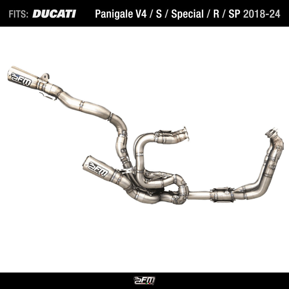 FM-PROJECTS "3/4" steel-Titanium Exhaust for Ducati Panigale V4 / S / Special / R / SP 2018-2024 FMD004RKST/S