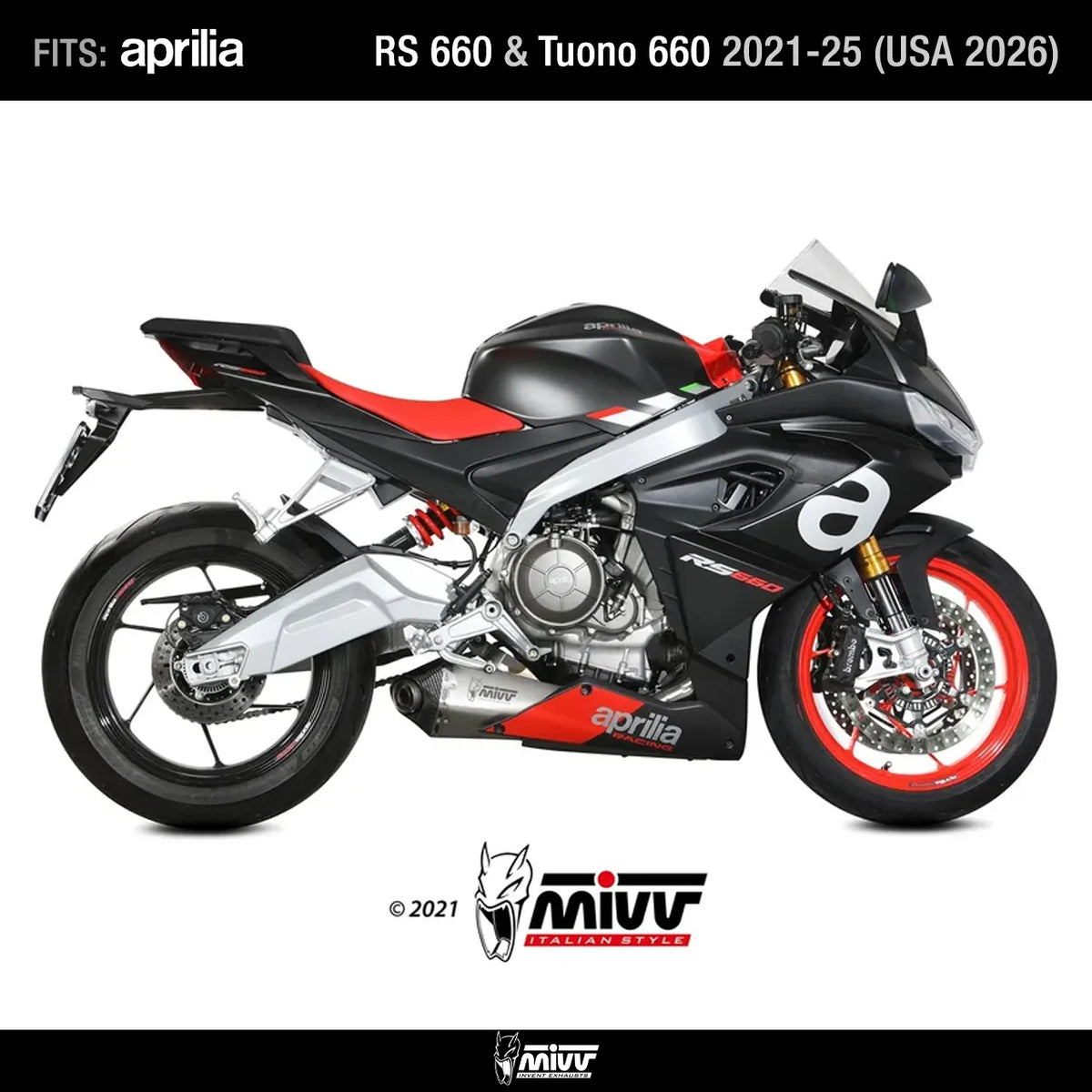 Full Exhaust Mivv Delta Race Inox Aprilia RS 660 Tuono 660 A.014.LDRX 2021-2025 (USA 2026)