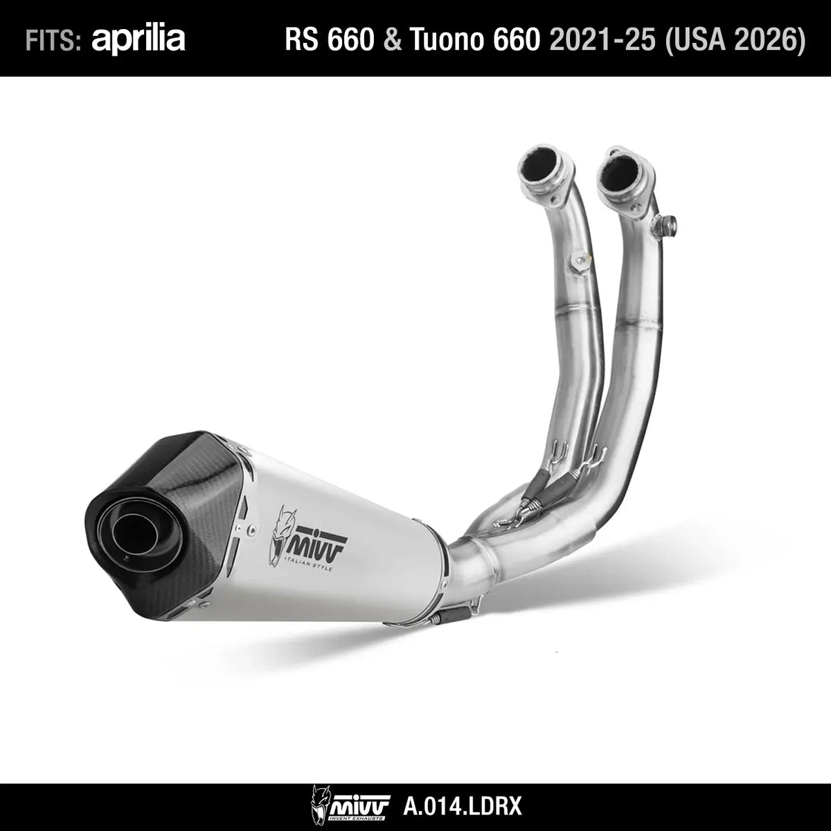 Full Exhaust Mivv Delta Race Inox Aprilia RS 660 Tuono 660 A.014.LDRX 2021-2025 (USA 2026)