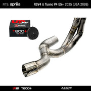 Kit Racing Stage 2 RS Tuono V4 E5+ 2025 (USA 2026): Arrow De-Cat Stainless Steel Headers + UpMap