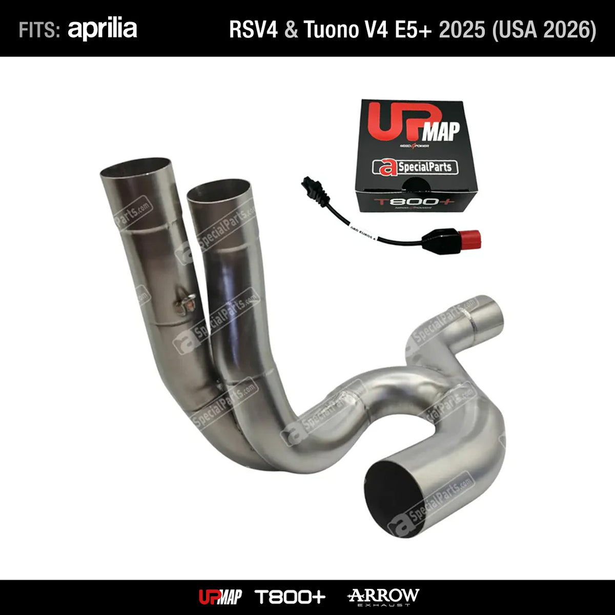 Kit Racing Stage 2 RS Tuono V4 E5+ 2025 (USA 2026): Arrow De-Cat Titanium Headers + UpMap