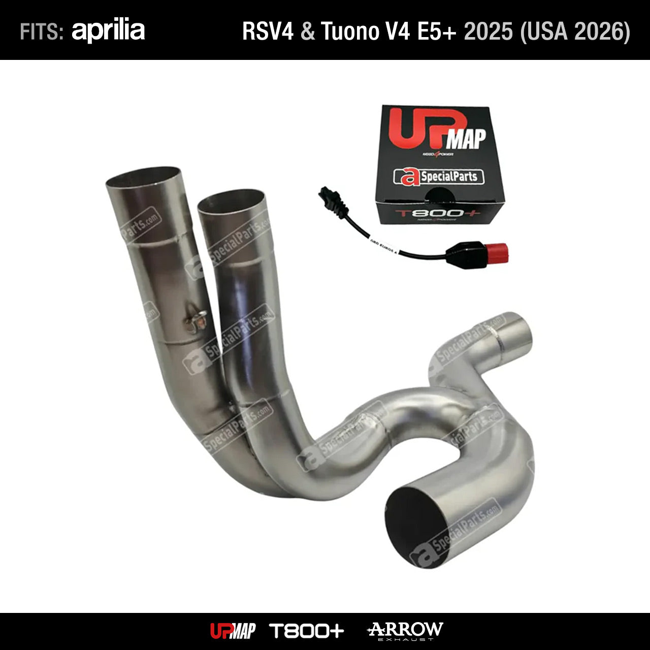 Kit Racing Stage 2 RS Tuono V4 E5+ 2025 (USA 2026): Arrow De-Cat Titanium Headers + UpMap