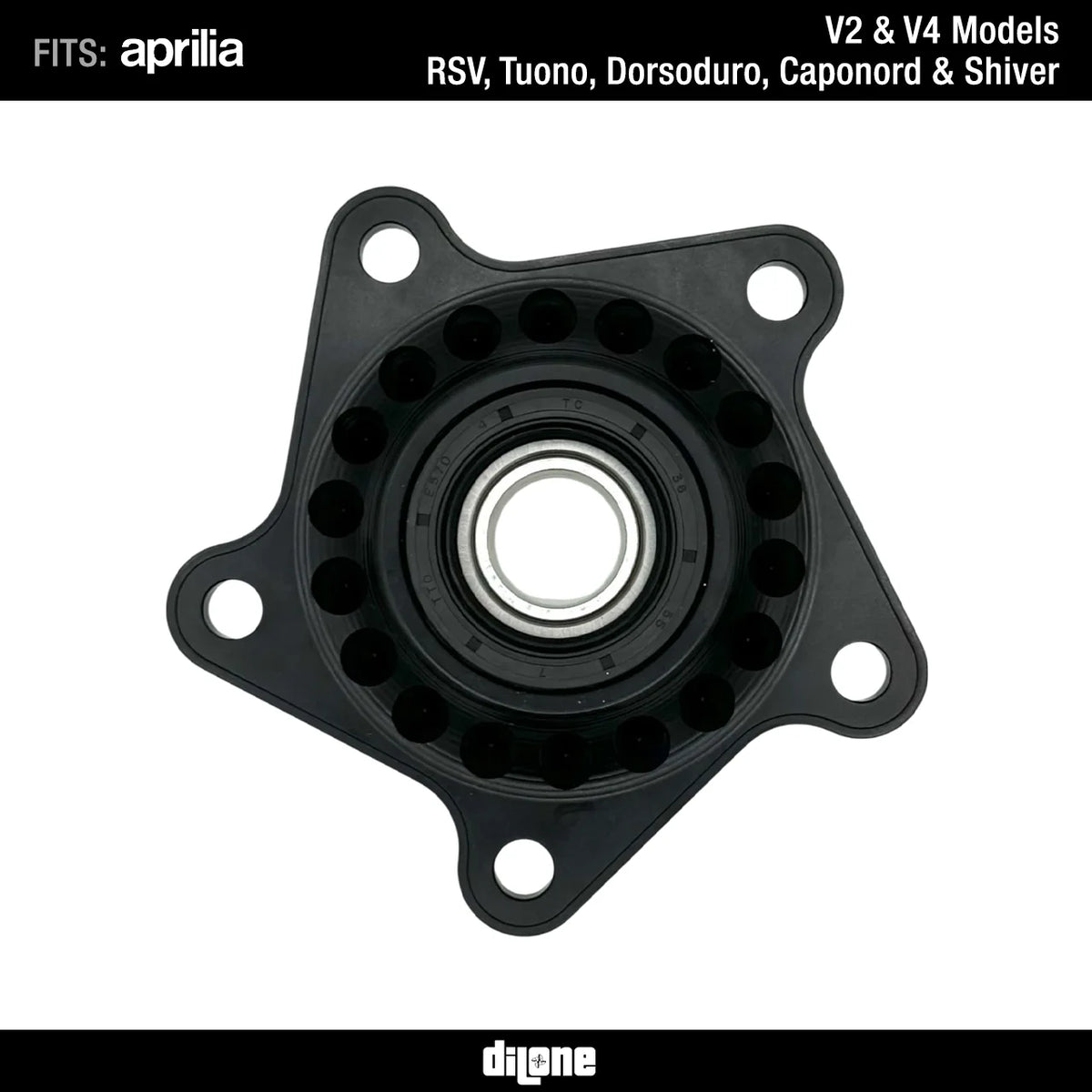 Rear Sprocket Holder (Black) By Dilone For RSV2/V4, Tuono V2/V4, Dorsoduro & Caponord