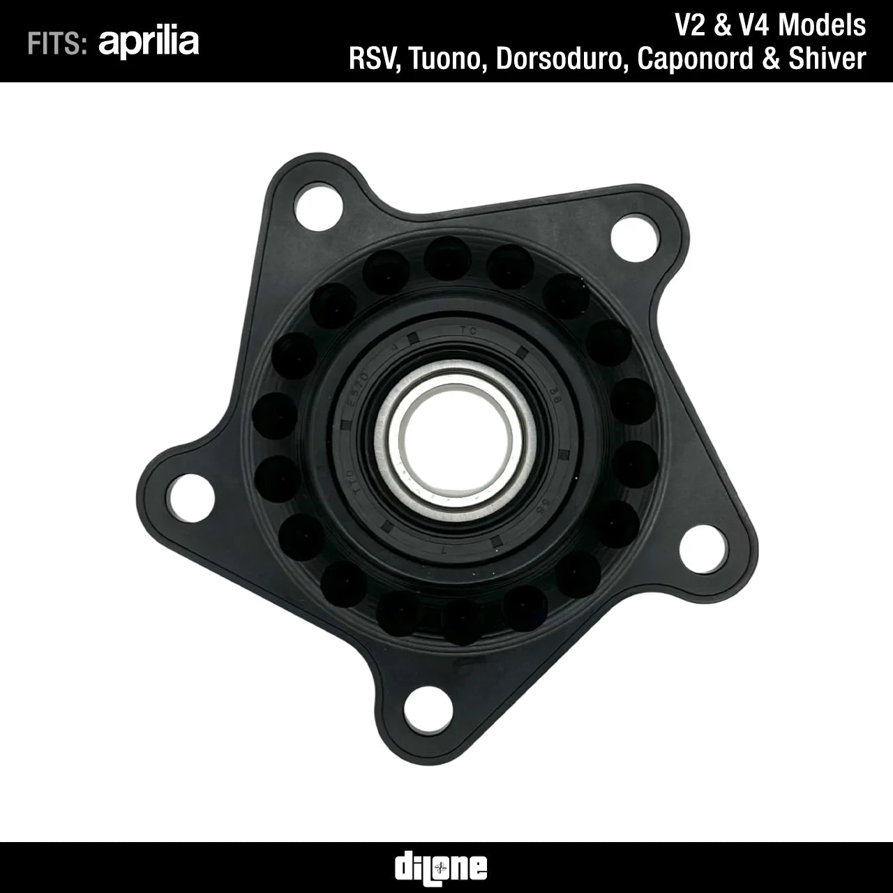 Rear Sprocket Holder (Black) By Dilone For RSV2/V4, Tuono V2/V4, Dorsoduro & Caponord