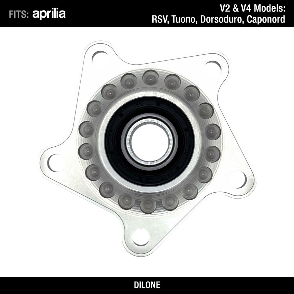 Rear Sprocket Holder by Dilone for Aprilia V2 V4 Dorsoduro and Caponord 1200 Silver