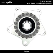 Rear Sprocket Holder by Dilone for Aprilia V2 V4 Dorsoduro and Caponord 1200 Silver