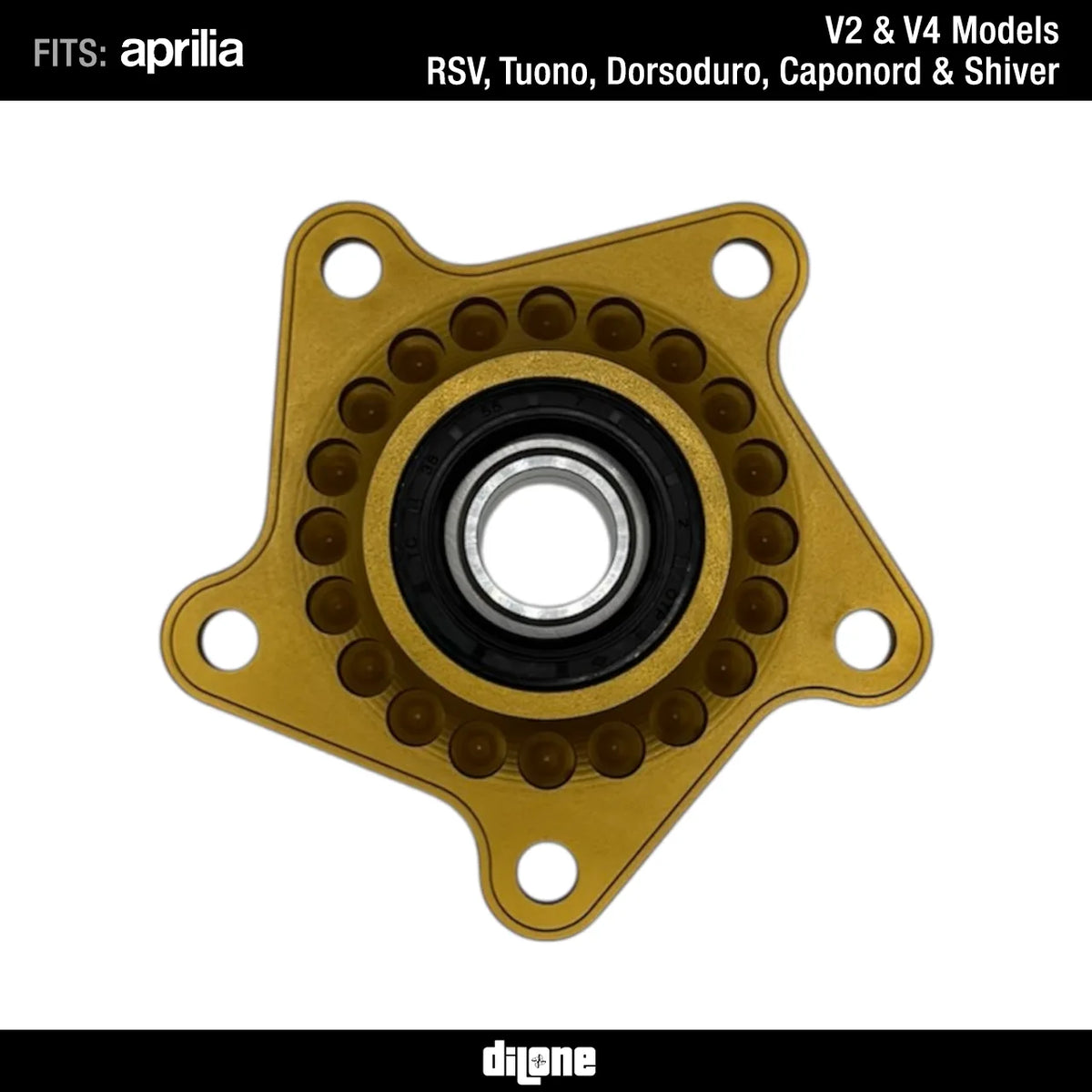 Rear Sprocket Holder (Gold) By Dilone For RSV2/V4, Tuono V2/V4, Dorsoduro & Caponord By Dilone