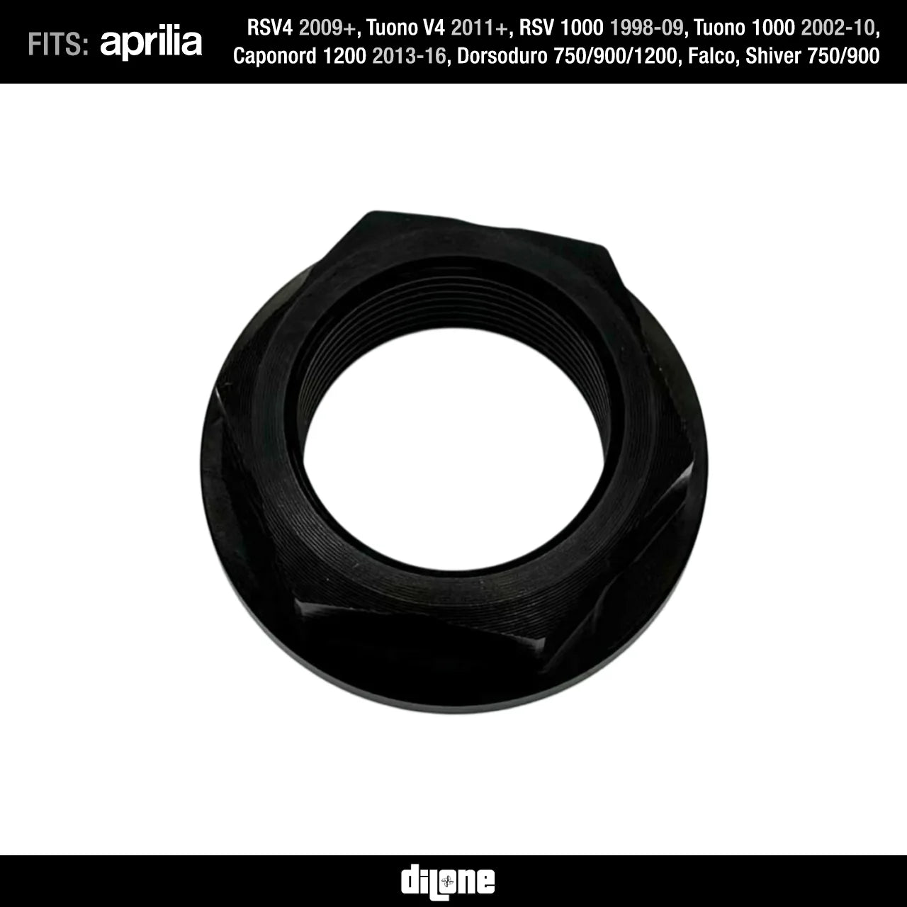 Rear Wheel Nut (Black) Anodized Ergal 7075 For RSV2/V4, Tuono V2/V4, Dorsoduro & Caponord
