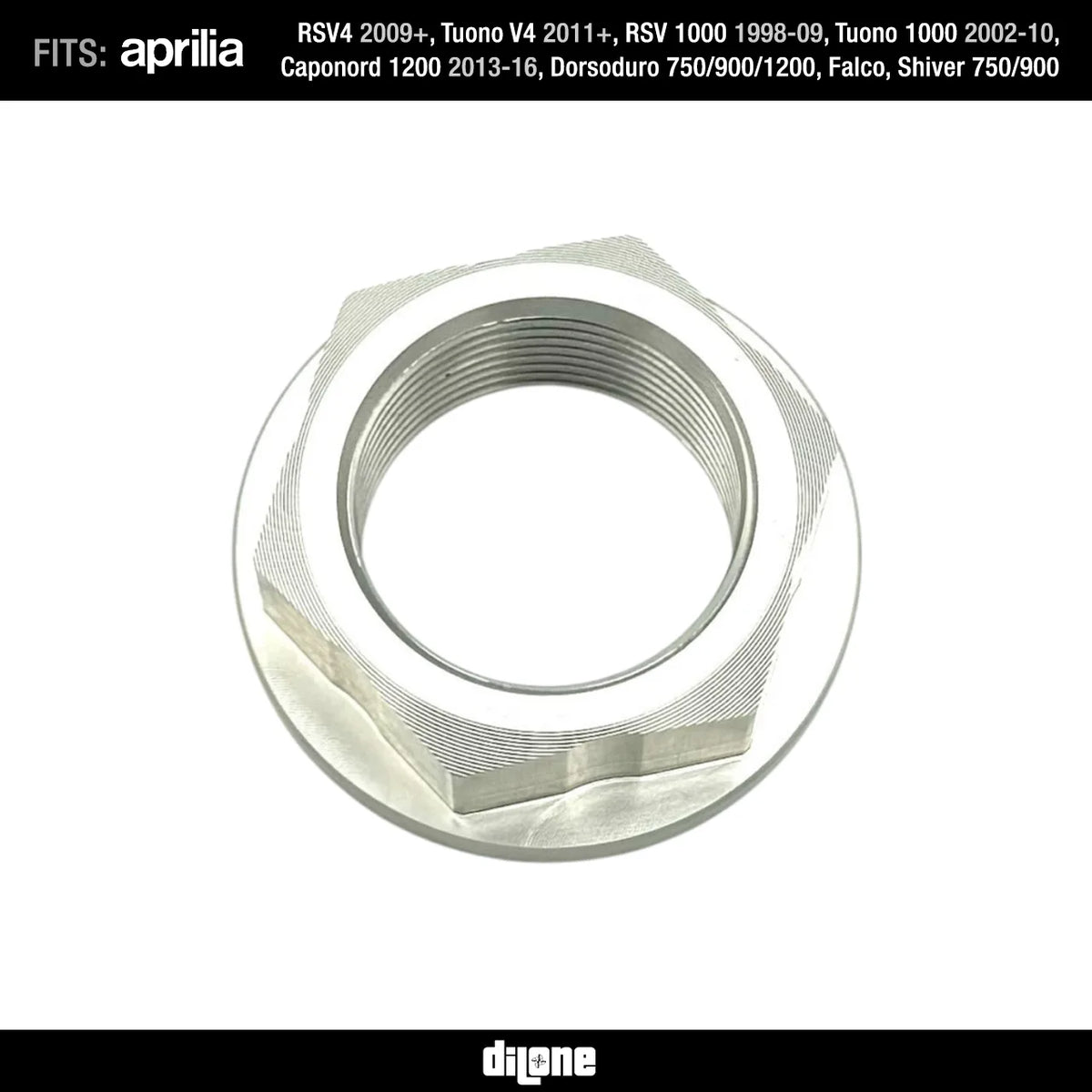 Rear Wheel Nut (Silver) Anodized Ergal 7075 For RSV2/V4, Tuono V2/V4, Dorsoduro & Caponord By Dilone