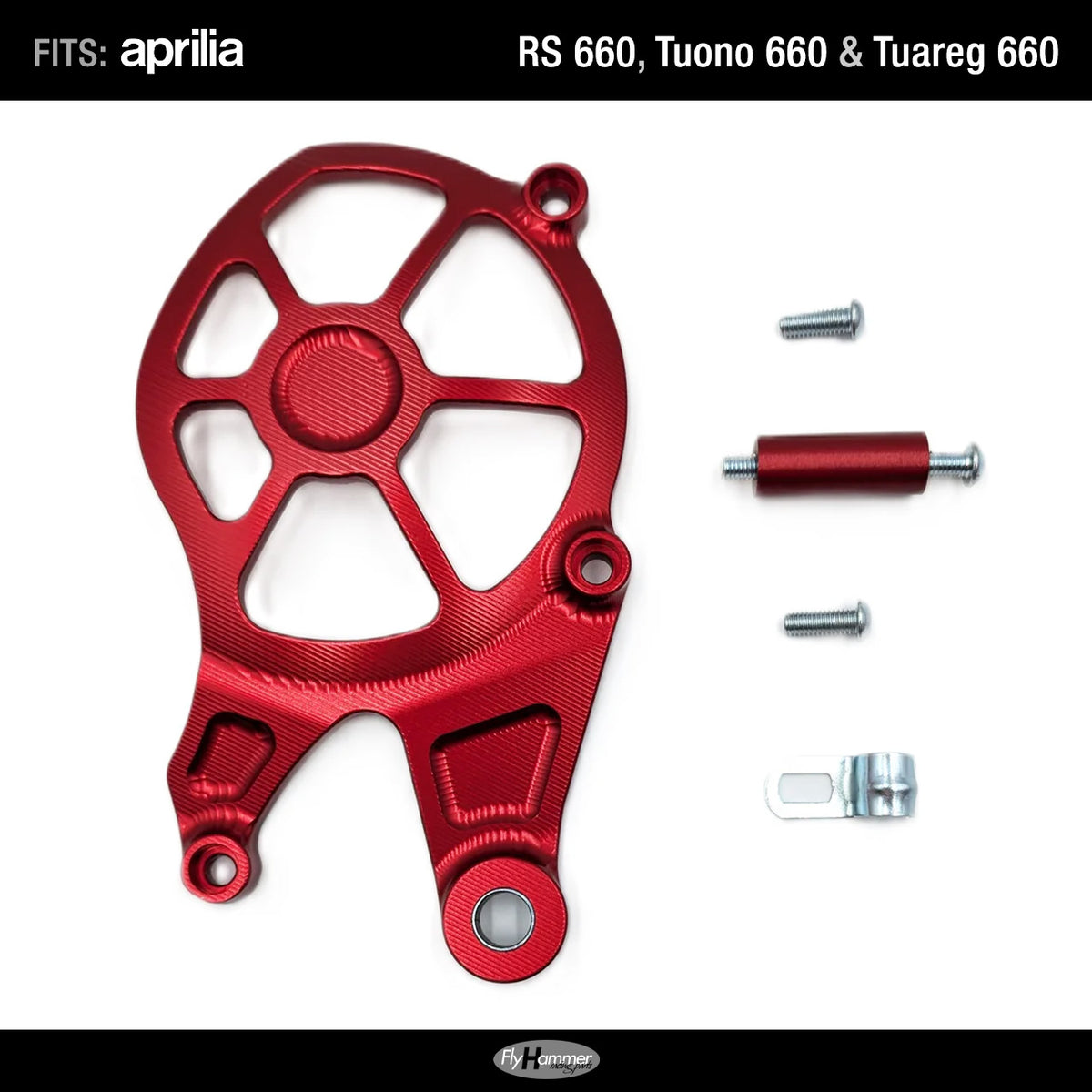 FlyHammer Sprocket Cover for Aprilia RS 660 Tuono 660 Tuareg 660 Red