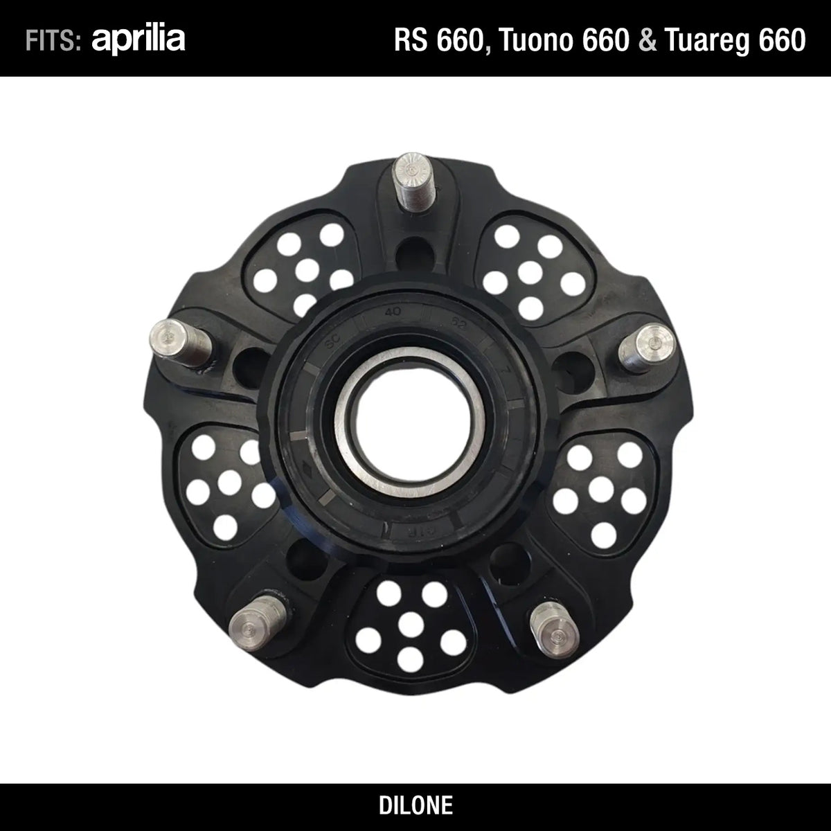 Sprocket Carrier by Dilone (new version, lighter) for Aprilia RS 660 Tuono 660 Tuareg 660 in Ergal Aluminium Billet Black